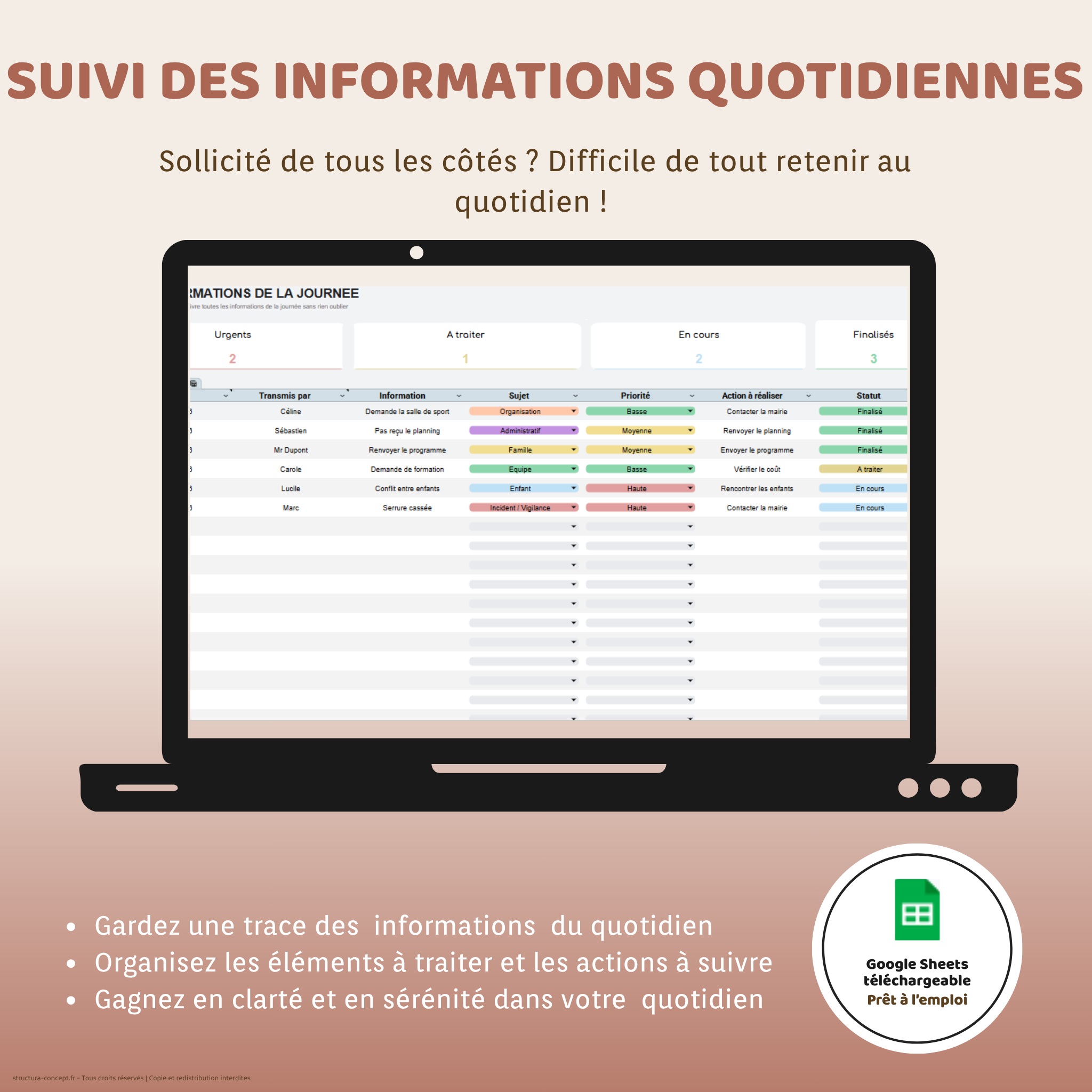 Suivi des informations quotidiennes