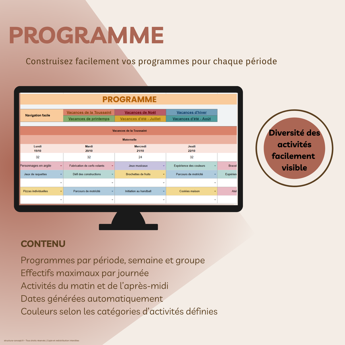 Organisation des vacances