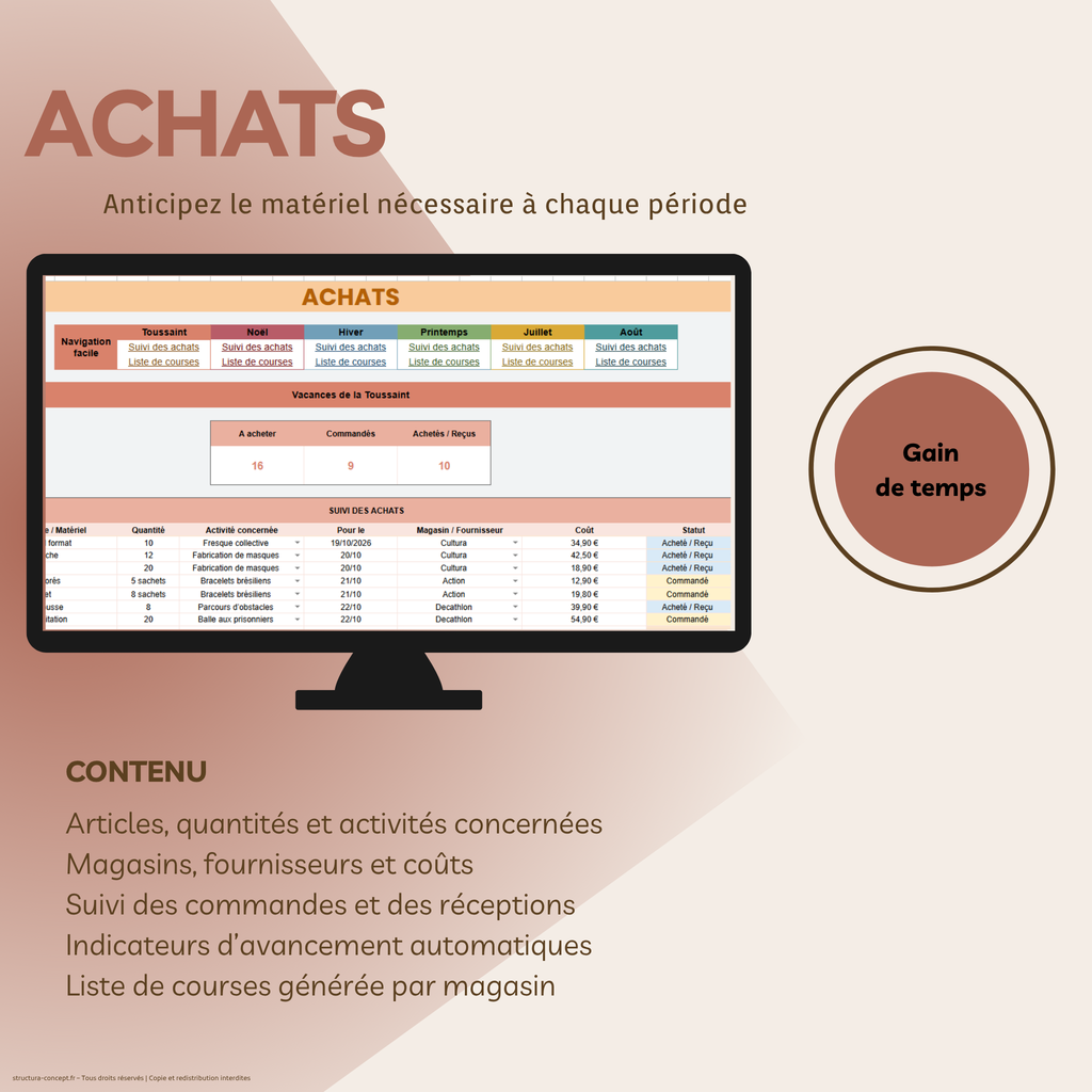 Organisation des vacances